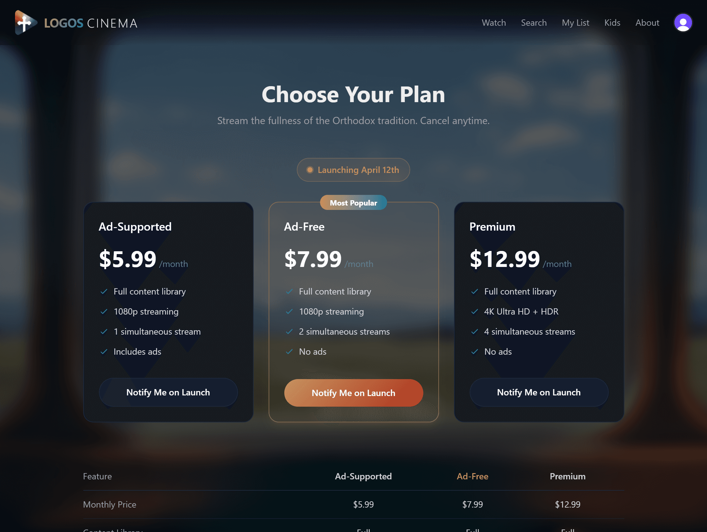 Logos Cinema - Pricing